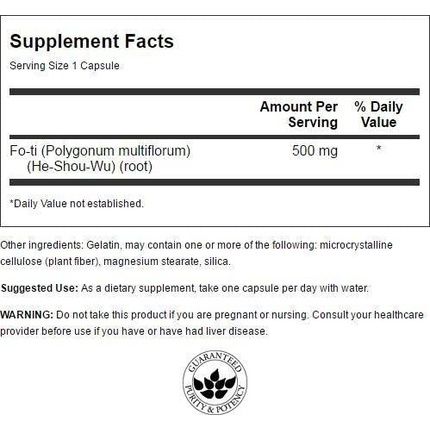 Swanson Fo-Ti 500Mg Herbal Supplement 60 Capsules