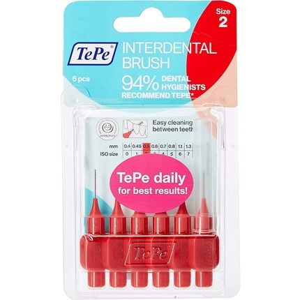 Tepe 0.5Mm Interdental Red Brushes 6 Pack
