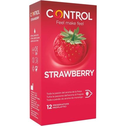 Control Strawberry Condoms 12 Condoms Strawberry Scent Lubricant Safe Sex