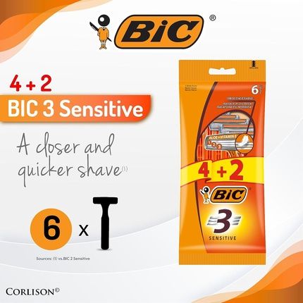 Bic Maq Af Sensitive 3H 100G - Pack Of 4+2