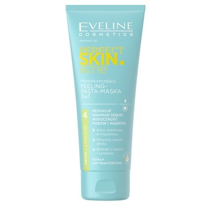 Eveline Perfect Skin Acne Micro-Exfoliating Peeling - Paste Mask 3 In 1 75Ml