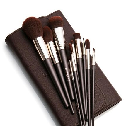 Ten Professional Makeup Brush Set With Case And Bag