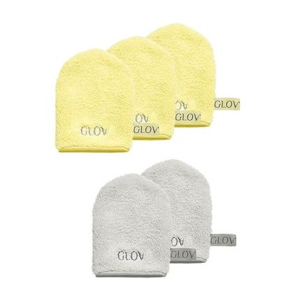 Glov Wateronly Skin Makeup Remover And Face Cleansing Gloves Baby Banana 3 Pieces Silver Stone 3 Pieces