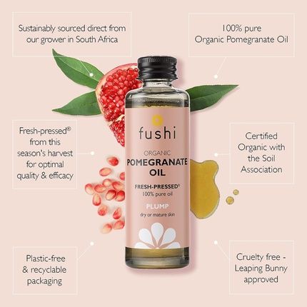 Fushi Pomegranate 80%+ Omega 5 Oil 50Ml For Pigmentation, Wrinkles And Dry Skin - Ethical, Vegan, Made In The Uk