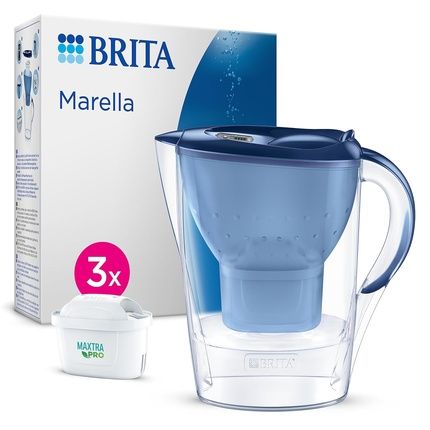 Brita Marella Cool Water Filter Jug 2.4L Blue - Includes 3 Maxtra Pro Filters