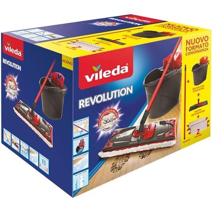Vileda All Floor Cleaning System With Bucket, Drainer And Stand With Microfibre Cloth Black/Red