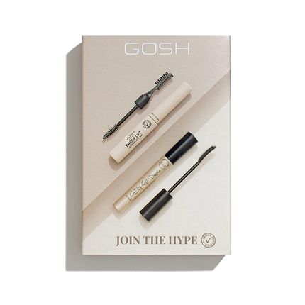 Gosh Join The Hype Christmas Gift Set - Waterproof Mascara For Perfect Curl And Volume And Clear Eyebrow Styling Gel - Vegan, Perfume-Free, Allergy Certified And Sweat-Proof