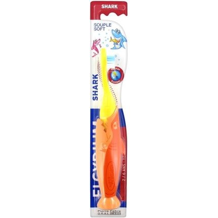 Elgydium Shark Toothbrush For 2-6 Years Old Soft - Orange And Yellow