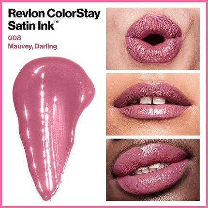 Revlon Colorstay Satin Ink Liquid Lipstick Longwear Rich Lip Colors With Black Currant Seed Oil 008 Mauvey Darling