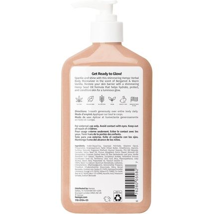 Hempz Beauty Actives Glow Getter Herbal Body Moisturizer Lotion Cream - Paraben Free