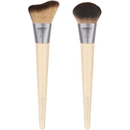 Ecotools New Natural Blush & Highlight Duo Face Makeup Brushes For Powder Makeup Vegan & Cruelty-Free - Image 3