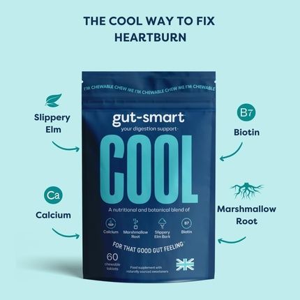Gut-Smart Cool Chewable Tablets Heartburn Relief Antacid Natural Supplements For Healthy Digestion 60 Tablets