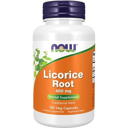 Now Foods Licorice Root 450Mg 100 Capsules - Gluten-Free And Soy-Free