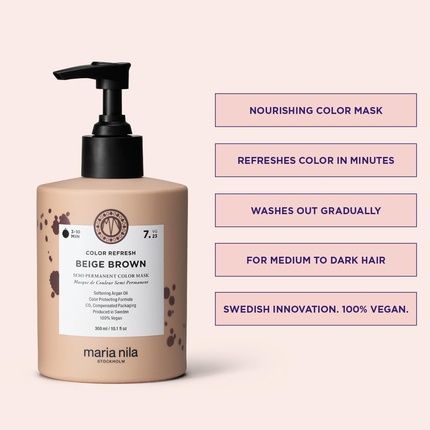 Maria Nila Colour Refresh Hair Mask Beige Brown 300Ml Semi Pigments - Image 3