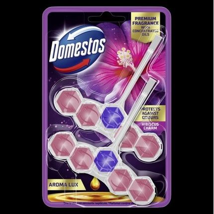 Unilever Domestos Toilet Block Power 5 Aroma Lux Hibiscus Oil & Wild Berries 2 X 55 Grams