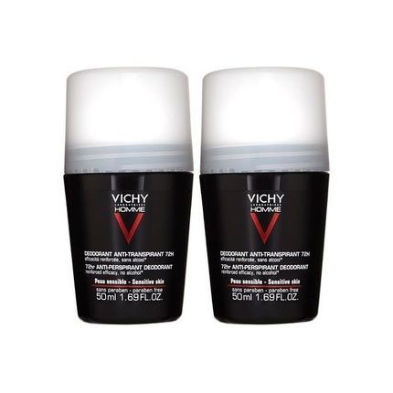 Vichy Set Of Deodorant Balls For Sensitive Skin Homme 72H 2 X 50 Ml