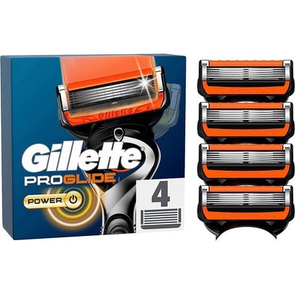 Gillette Proglide Power Razor Blades 4 Replacement Blades For Men'S Wet Shaver With 5-Blade Technology