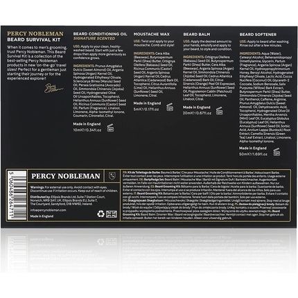 Percy Nobleman Beard Survival Kit With Beard Oil, Balm, Wax, And Softener