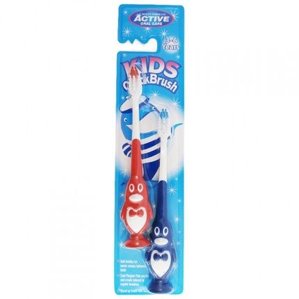 Active Oral Care Kids Quick Brush 3-6 Years Toothbrushes For Children Penguin 2Pcs