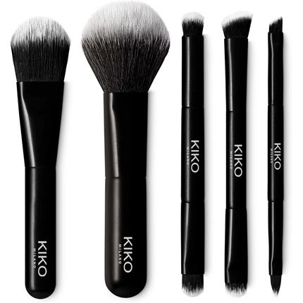 Kiko Milano Travel Brush Set With Pouch And 5 Professional Brushes