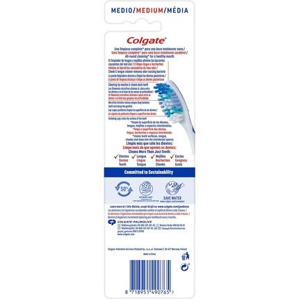 Colgate Total Toothbrush Medium Complete And Thorough Cleaning Removes Plaque Tongue And Cheek Cleaner Removes Odor Causing Bacteria
