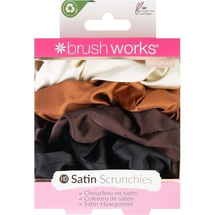 Brushworks Nude Satin Scrunchies