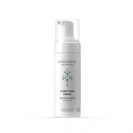 Madara Organic Skincare Purifying Foam 150Ml With Northern Yarrow Extract Vegan Gentle Face Wash Cleanser Ecocert Certified Recyclable Packaging