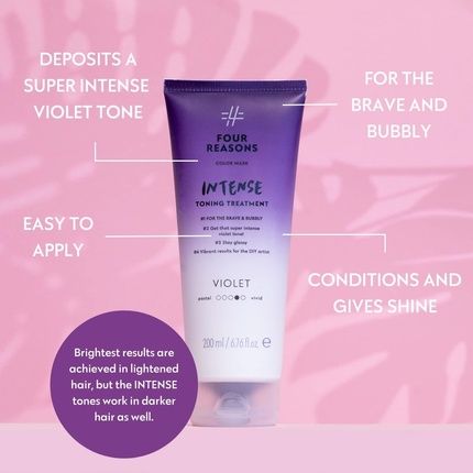 Four Reasons Color Mask Intense Violet Intensive Toning Treatment Color Depositing Conditioner Semi Permanent Hair Dye 100 Vegan 676 Fl Oz - Image 3