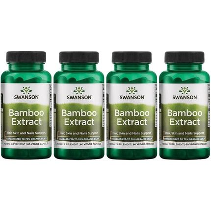 Swanson Bamboo Extract Natural Hair Skin And Nails Supplement 60 Veggie Capsules 300Mg