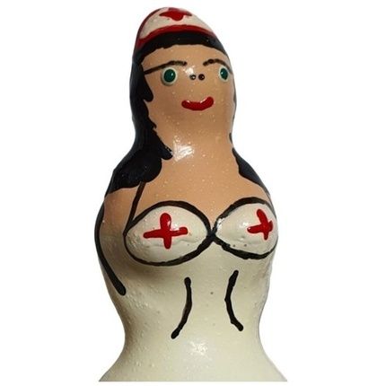 Condomery Fancy Hand Painted Nurse Black Condoms