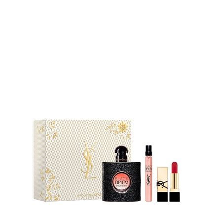 Yves Saint Laurent Black Opium Gift Set 50Ml Eau De Parfum 10Ml Eau De Parfum Mini Rouge Pur Couture Lipstick Rouge Muse