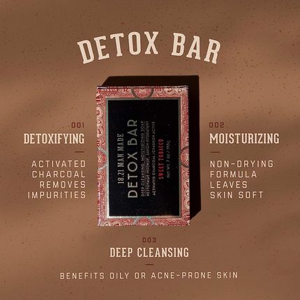 18.21 Man Made Deep Cleansing Soap Bar 7Oz Activated Charcoal With Jojoba Beads - 2 Scents - Image 3