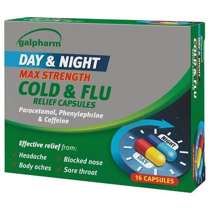 Galpharm Day & Night Max Strength Cold & Flu Relief 16 Capsules