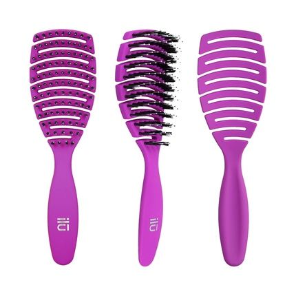 T4B Ilu My Happy Color Purple Easy Detangling Professional Hairbrush - Image 3