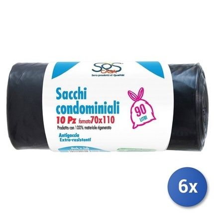 Sos Casa Heavy Black Trash Bags 10 Pieces Size 70X110 Cm