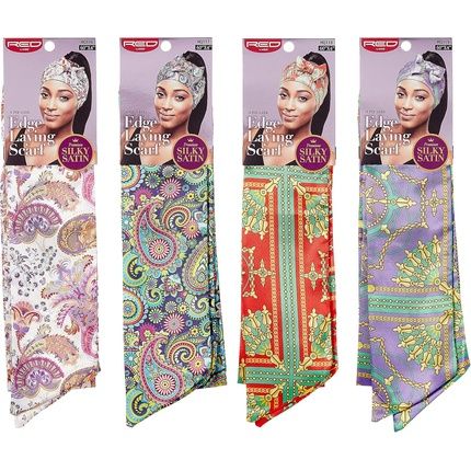 Red By Kiss Edge Laying Scarf Wrap For Hair Silky Satin Scarf