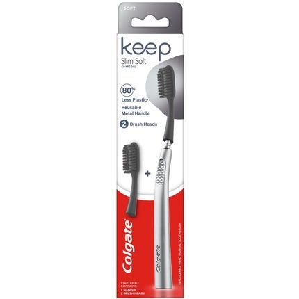 Colgate Keep Slimsoft Charcoal Toothbrush Starter With 2 Brush Heads