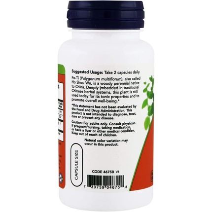 Now Foods Fo-Ti 100 Capsules 560Mg - Image 3