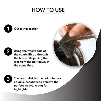 Framar Dreamweaver Highlight Comb Set For Hair Stylist With Metal Pick And Balayage Comb - Black - Image 3