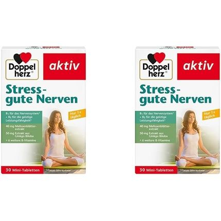 Doppelherz Stress Good Nerves With Vitamins B1 & B5, Extract From Lemon Balm Leaves & Ginkgo Biloba 30 Mini-Tablets