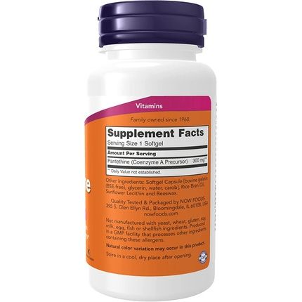 Now Pantethine Coenzyme A Precursor 300Mg Cardiovascular Health 60 Softgels