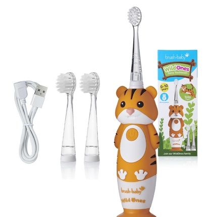 Brush Baby Wild Ones Sonic Toothbrush For Children 0-10 Tiger