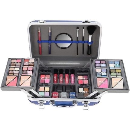Zmile Cosmetics Traveller Blue Cosmetic Case Vegan Cosmetics With Make-Up Set For On The Go Traveling And As A Gift