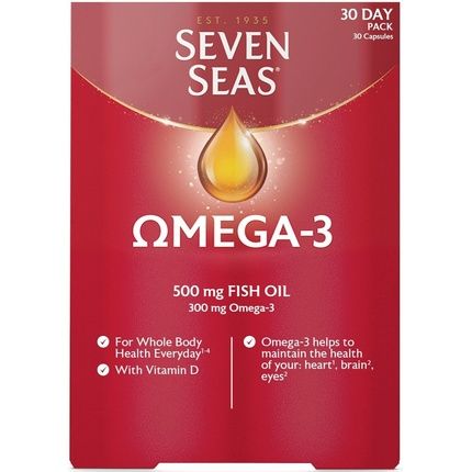 Seven Seas Omega-3 300Mg And Fish Oil 500Mg Supplement Capsules For Age 12+ 30 Count
