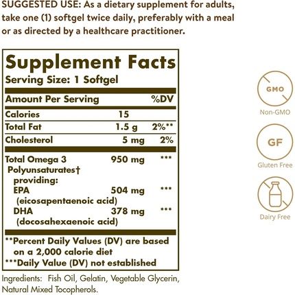 Solgar Omega-3 With Epa And Dha High Potency 1764Mg 100 Capsules