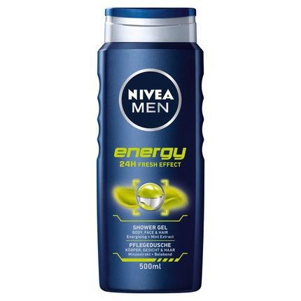 Nivea Men Energy Shower Gel For Face, Body, And Hair 24H Fresh Effect - 500Ml