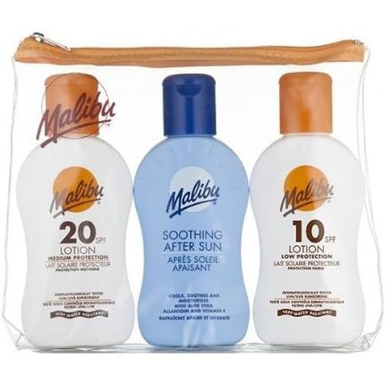 Malibu Sun Protection Travel Size Tanning Pack Spf 20 Spf 10 Sun Tan Lotion After Sun Aloe Vera Lotion Kit
