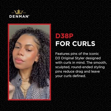 Denman Petite Detangler Hair Brush For Fast And Comfortable Detangling And Blow Drying D38 - Combination Of D3 Styling Pins & Paddle Brush Black Red - Image 3