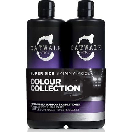 Catwalk By Tigi Fashionista Purple Shampoo And Conditioner Set Professional Blonde Enhancing Hair Treatment 2X750Ml