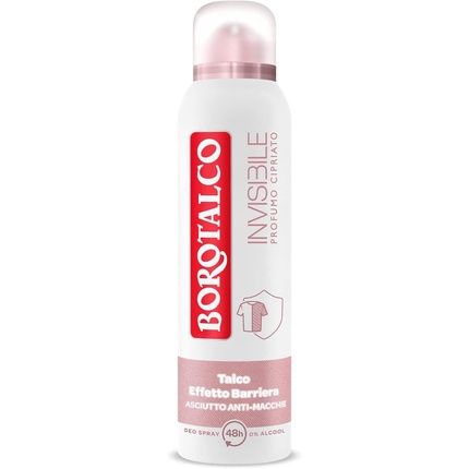 Borotalco Pink Invisible Spray Deodorant Formula Without Alcohol With Talk Of Barrier Effect 150Ml - Pack Of 6